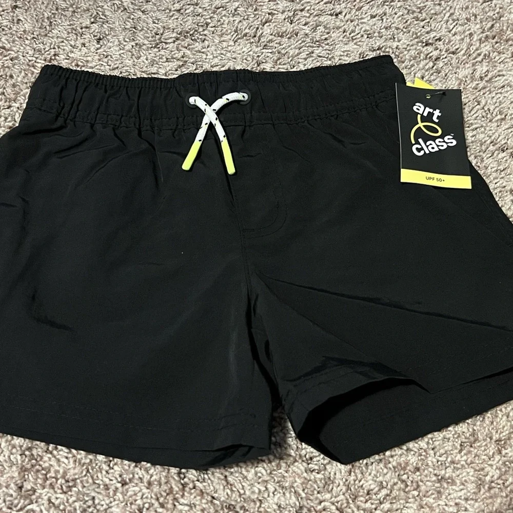 Art Class Black Swim Shorts with Yellow Accents